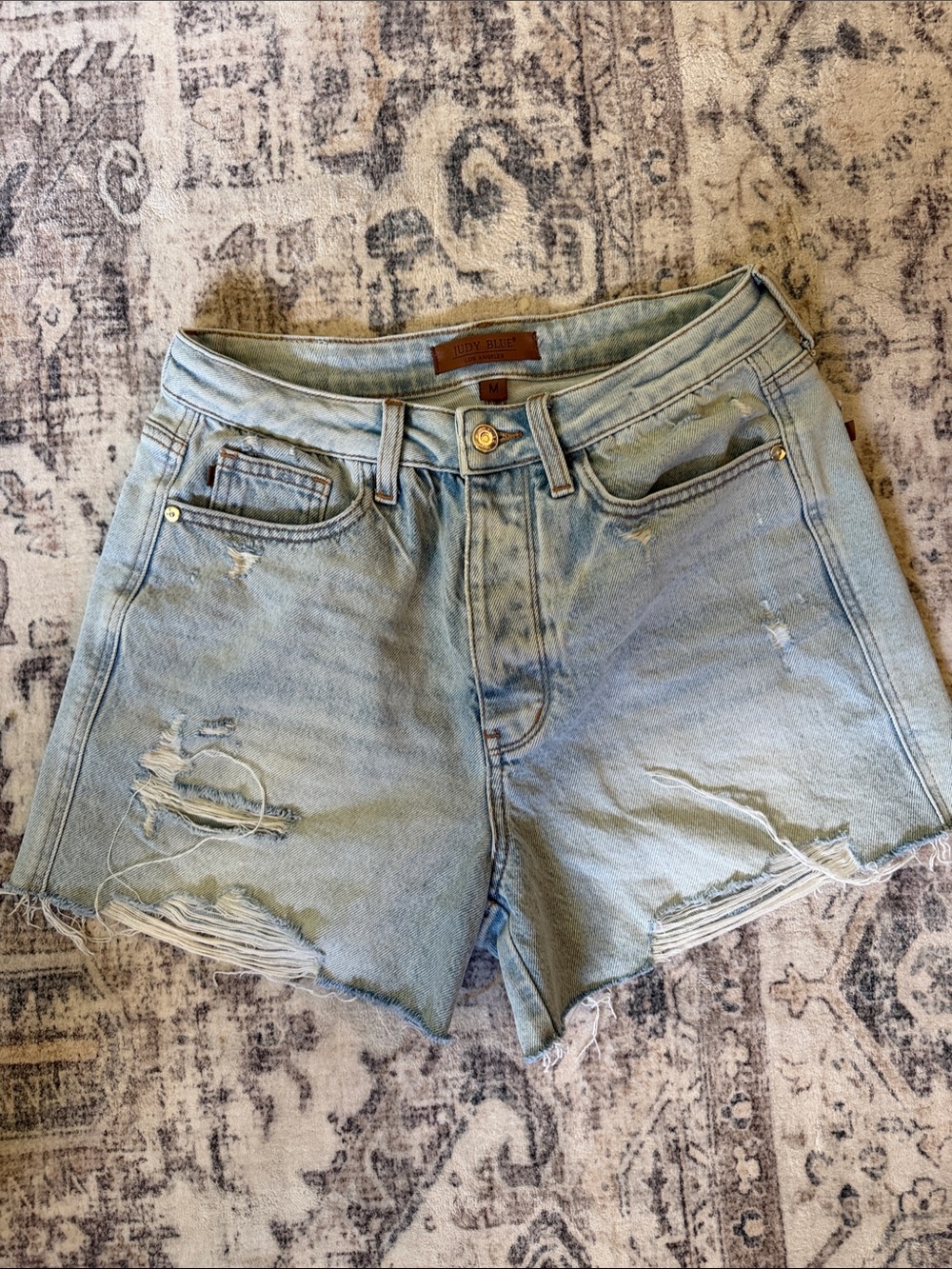 Judy Blue Light Wash Distressed Denim Shorts